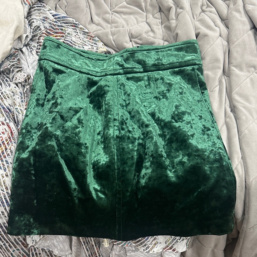 Sandro Emerald Green Velvet Skirt